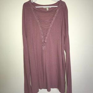 Pink cross cross long sleeve